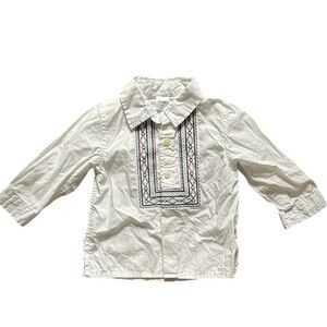 GAP Kids White Button Down Shirt with Embroidery